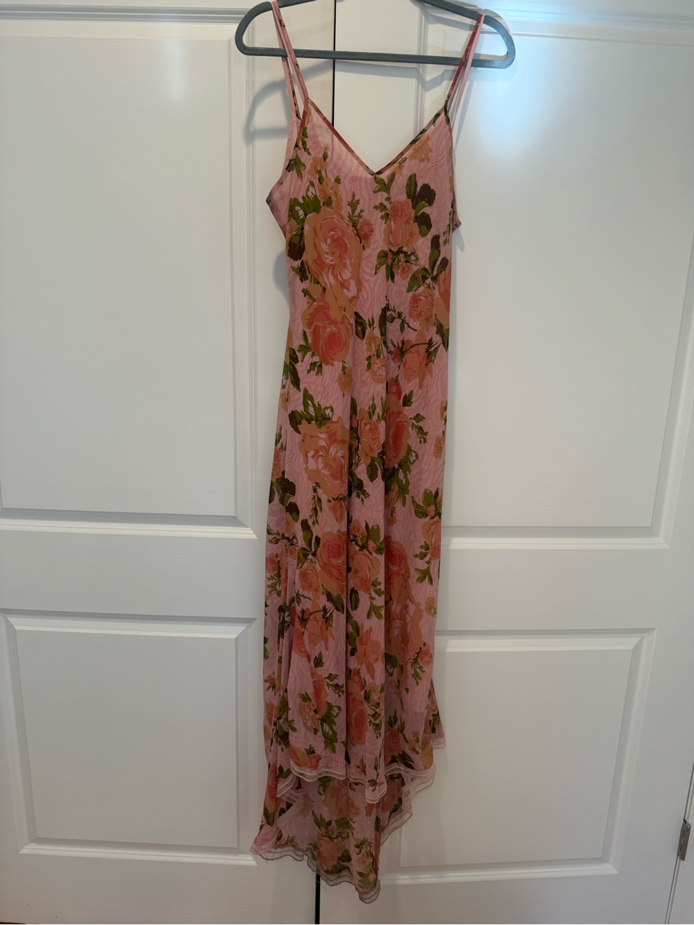 Betsey Johnson Pink Floral Slip Maxi Dress with V-Neck